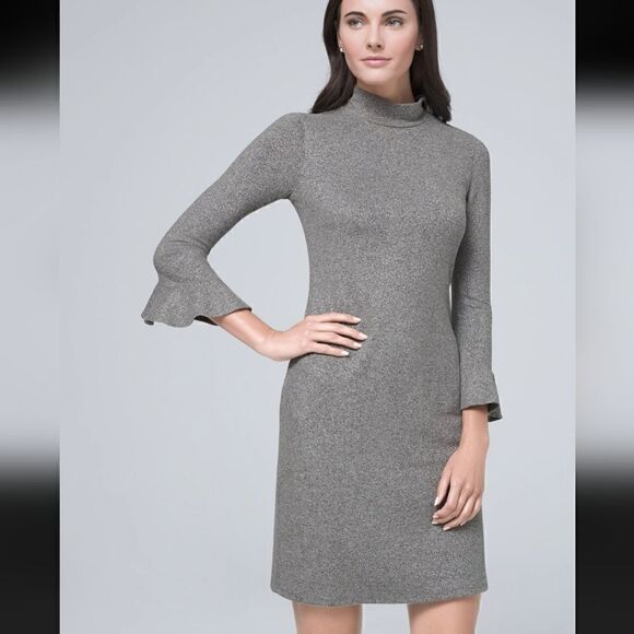White House Black Market Dresses & Skirts - White House Black Market Holiday Dress Size XXS Metallic 3/4 bell sleeve